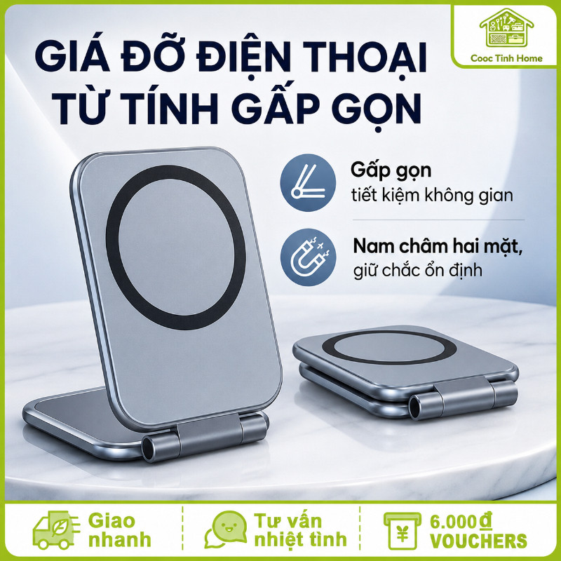 Giá Đỡ Điện Thoại Từ Tính Cho Ô Tô - Siêu Mỏng, Gập Lại, Nam Châm Mạnh & Chống Rung, Cho Bảng Điều Khiển