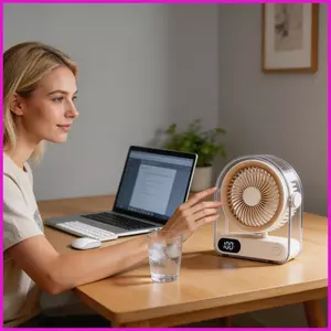 Quạt Để Bàn Sạc 5 Tốc Độ USB Có Thể Sạc Lại Màn Hình Kỹ Thuật Số Quạt Bàn Mini Di Động Cho Đầu Gối Nhà Bếp lyuvn