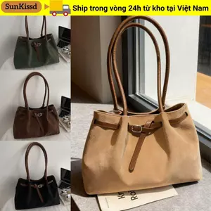 Túi xách SUNKISSD, Túi đeo vai da lộn cổ điển dung tích lớn, Màu trơn đa năng thời trang Thanh lịch Có sẵn 4 màu Túi Tote đi lại đi học / Du lịch / Làm việc