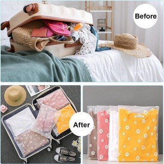 Túi đựng dây kéo chống nước có thể tái sử dụng S / M / L - Túi đựng giày quần áo mờ Daisy