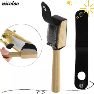 Bàn chải giày khiêu vũ NICOLOO, Bàn chải giày dây gỗ bền, có nắp bảo vệ Đầu bàn chải bằng thép không gỉ Bàn chải đế giày đa chức năng