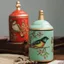 DONOVANQQ Hộp Trà Phong Cách Mộc Mạc Mỹ, Hộp Trà Gốm Chống Ẩm, Hộ Gia Đình Vintage In Chim Nhà Bếp Bảo Quản Quà Tặng