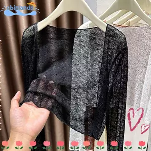 Áo Cardigan ren EBINLANDS, Áo ngắn tay mỏng dài, Áo khoác ngoài chống nắng giảm béo thời trang mùa hè