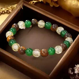 PNPIA- Vòng Tay Tiền Giàu Nữ Bohemian Tự Nhiên Hổ Mắt Đá Lắc Tay Hợp Thời Trang Ngày Lễ Món Quà Trang Sức