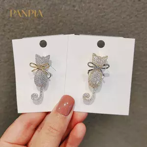 PNPIA- Tinh Tế Kim Cương Giả Mèo Trâm Cài Dành Cho Nữ Thời Trang Hoạt Hình Động Vật Trâm Cài Đảng Quần Áo Thường Ngày Phụ Kiện Trang Sức Quà Tặng