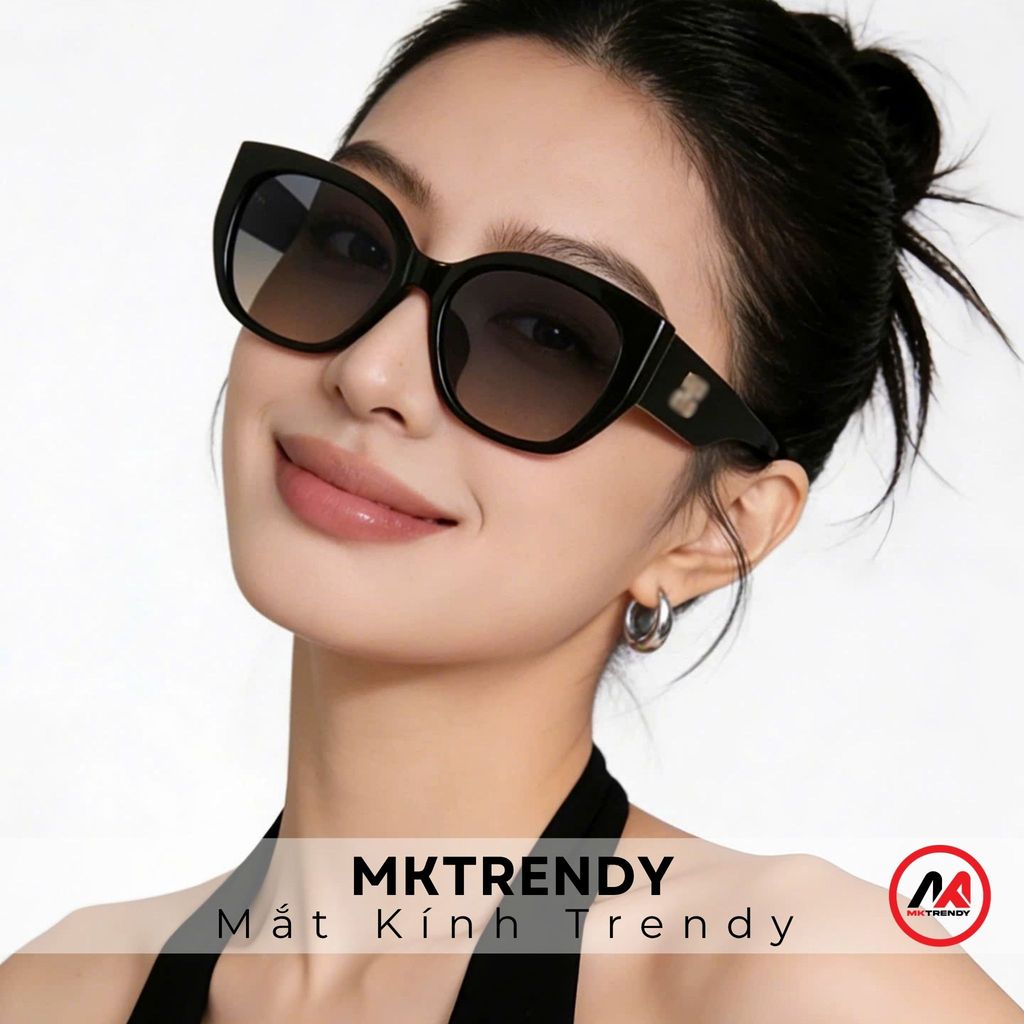 Kính râm chống tia UV MKTRENDY kính mắt mèo gọng vuông thời trang nam nữ phong cách sang trọng T39