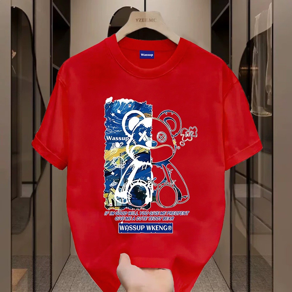 （Giao hàng 24h）Angela  Cute Teooy Bear -Áo thun nam mới! 100% cotton, thời trang, Unisex