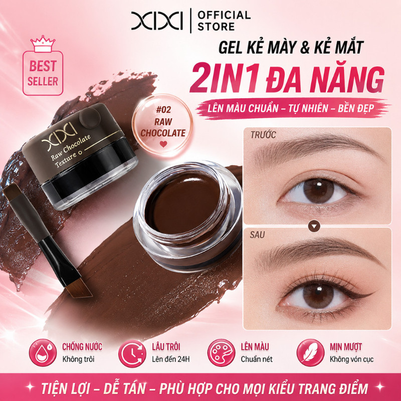 Xixi Kem Kẻ Mắt Dạng Lọ Mềm Mịn Dễ Kẻ Lên Màu Đều Chống Nước Không Lem Lâu Trôi Tự Nhiên D766