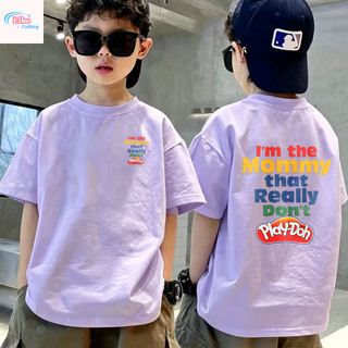 Áo thun bé trai ngắn tay in chữ thời trang, cotton mềm thoáng khí, thời trang cho bé đi học đi chơi