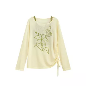 Phong Cách Hàn Quốc Lười Mỏng Phong Cách Slanted Vai Chống Nắng Áo Thun Dài Tay Lớp Camisole