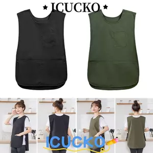 Tạp dề chống vết bẩn ICUCKO, Tạp dề tay kiểu áo Vest Nylon thoáng khí, Phụ kiện quần áo Đồng phục nhà cà phê chống bẩn đa năng cho đầu bếp và máy chủ