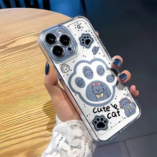 Ốp Lưng Mèo trong suốt rỗng ruộtiPhone 11 12 13 14 15 16 Pro X XR XS Max 7Plus 8Plus trong suốtbạch Suốt-GD