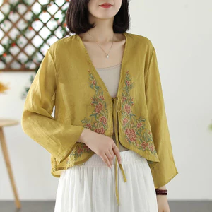 Tươi Văn Học Cổ Điển Dài Tay Retro Thêu Áo Sơ Mi Nhỏ Chống Nắng Quần Áo Phối Nhỏ Trà Quần Áo Áo Sơ Mi 5.26