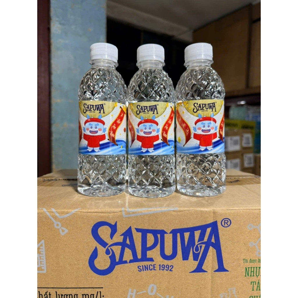 Thùng 24 chai Nước uống Sapuwa 330ml chai nhỏ gọn tiện lợi