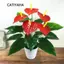 CATIYAHA Cây xanh Anthurium giả, Bàn tay đỏ nhân tạo bằng nhựa 35 / 50CM, Mô phỏng cây thảo mộc lớn Trang trí phòng khách Anthurium