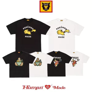 S-3XL Freedom Style Chất Lượng Cao Cấp Áo Sơ Mi HU MAN Pok é mon Pikachu Họa Tiết In 100% Cotton Cổ Tròn Áo Thun Unisex