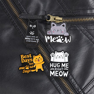 Hoạt Hình Dễ Thương Mèo Men Trâm ‘ Những Ngày Tốt Nhất Ôm Tôi Phải Meow ’ Văn Bản Huy Hiệu Kim Loại Ba Lô Quần Áo Phụ Kiện Quà Tặng Cho Những Người Yêu Mèo