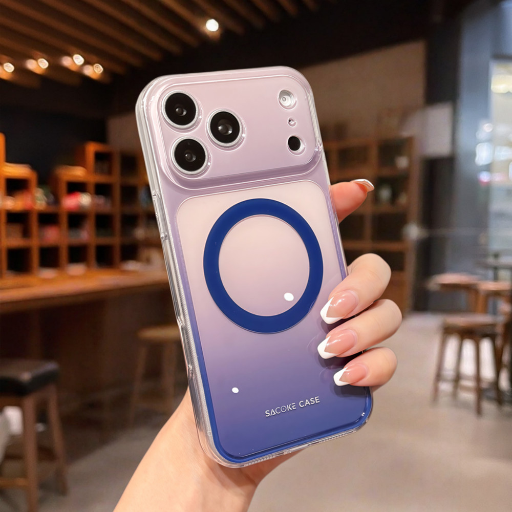 Ốp điện thoại từ tính gradient màu thời trang cho iPhone 17 Pro Max 14 15 16 pro max Bảo vệ ống kính chống rơi Vỏ cứng bảo vệ điện thoại