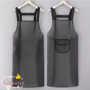 Tạp dề làm việc TOPTOOLCX, Tạp dề nhà bếp PVC màu đen trong suốt, Tạp dề làm sạch chống thấm nước chống bụi bẩn thời trang
