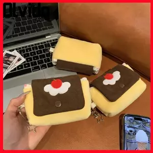Ví đựng tiền xu sang trọng OLVIDO Cherry Pudding, Hộp đựng thẻ hoạt hình dễ thương, Ví di động mini họa tiết lông tơ mini di động cho tai nghe