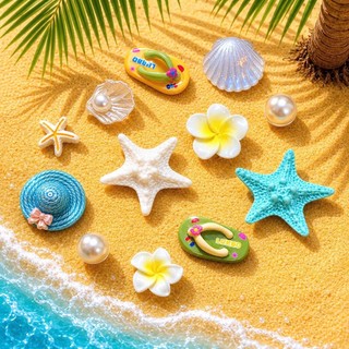 [ĐỘC QUYỀN] Set Charm Biển Nhiệt Đới Sao Biển Vỏ Sò Hoa Sứ Dép DIY Resin Pastel Cute Summer Beach 🌴🐚⭐