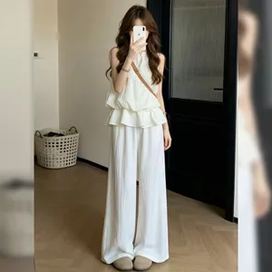 Đầm Mùa Hè Phù Hợp Với Trọn Bộ Cao Cấp Phong Cách Nhẹ Nhàng Phong Cách Pháp Thời Trang Giảm Tuổi Màu Trắng Ánh Trăng Nguyên Chất Bộ Đồ Hai Mảnh
