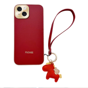 Edge iphone14pro Ống Kính Bảo Vệ Hoa Văn Apple Thích Hợp Kim Loại Đỏ 14promax Da Tay Dây Ngựa Năm Mới Năm Mới 14plus Khung Xe Phong Cách Mới Mềm Mại