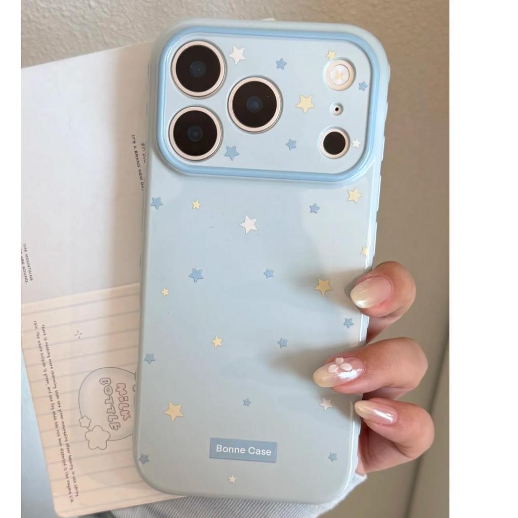 Ốp lưng iPhone 17 Pro Max, màu xanh nhạt Hàn Quốc, phong cách Instagram