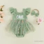 Bé Gái Sinh Nhật Áo Liền Quần Chữ Thêu Họa Tiết Cổ Vuông Bay Tay Áo Tulle Bodysuits Có Băng Đô