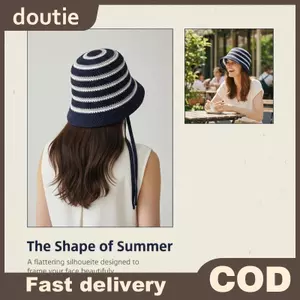 Doutie Sọc Có Thể Gập Lại Mũ Lưu Vực Với Tấm Che Nắng Dệt Kim Rỗng Hoàn Hảo Cho Bãi Biển Mùa Hè Vui Vẻ VN