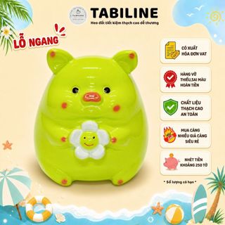 Heo đất ống tiết kiệm tiền lỗ ngang heo ôm hoa xinh xắn đáng yêu LD43 - TABILINE