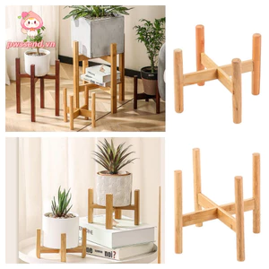 Giá đỡ chậu hoa bằng gỗ PWSEND, Giá đỡ làm vườn trên sàn, Giá đỡ trưng bày cây cảnh, Chân tròn chất lượng cao Trang trí máy tính để bàn Trang trí nội thất Đế cây cảnh Văn phòng tại nhà