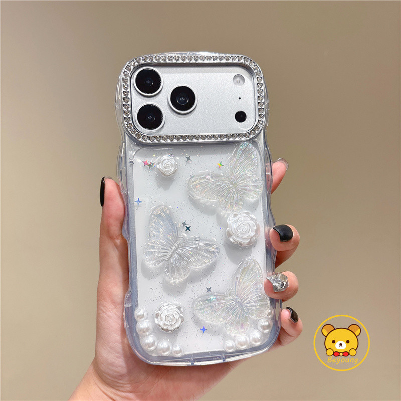 Vỏ Bướm Lấp Lánh Cho Vivo V70 ELite V60 V60E V50 V50E V40 V29 V29E S50 S30 Pro Mini X200 FE T4 Lite Pro T4X T4R T3 Ultra Cover Vỏ Điện Thoại Sóng Khung Kim Cương Sáng Dễ Thương