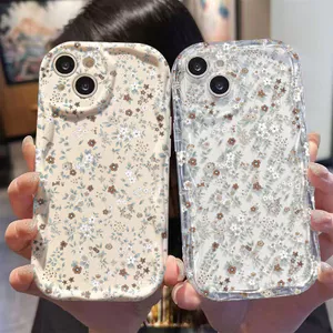Ốp Lưng Cho Samsung Galaxy S26 S25 S24 S23 S21 S22 Plus Ultra 20 FE J7 Prime A03 A03S A02 A02S M02 A12 M12 A20 A30 Kem Vồng Cong Edge Motif Hoa Nhỏ NYK219
