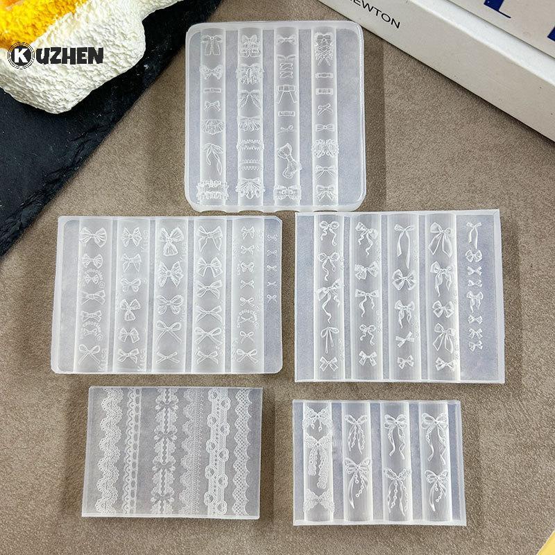 KUZHEN 3D Khuôn Làm Móng Tay Silicon Dụng Cụ Làm Móng Hoạt Hình Nơ Thỏ Khung Đá Quý Móng Tay Quyến Rũ Khuôn Móng Tay Phụ Kiện Nghệ Thuật Móng Tay Đồ Dùng HOT