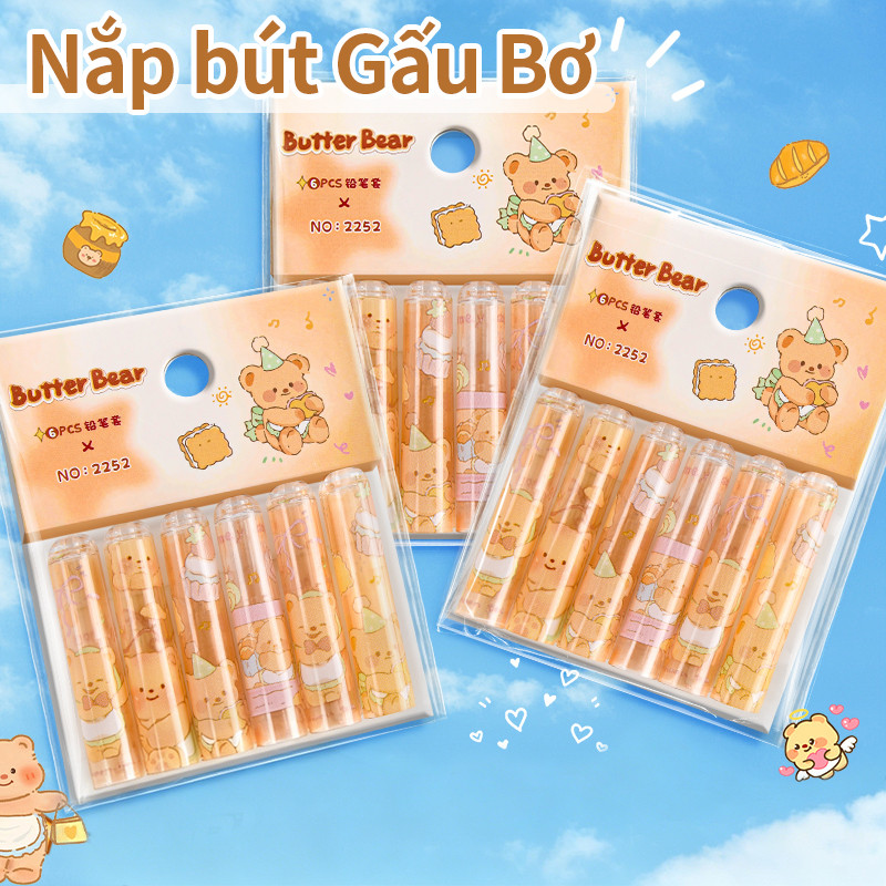 Nắp bút chì 36 cái hoạt hình bảo vệ ngòi chì không gãy nối dài đầu bút cho học sinh tiện dụng