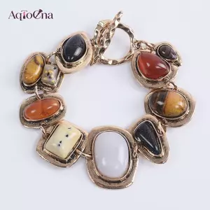 AqToCna Châu Âu Và Hoa Kỳ Vòng Tay Nổ Xu Hướng Cá Tính Hình Học Kim Loại Vòng Tay Đá Bán Buôn AqToCna