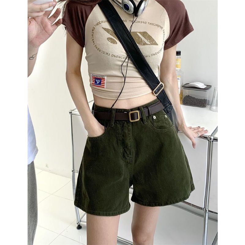 [Seckill trong thời gian có hạn] Quần short Denim xanh cổ điển dành cho nữ Mùa hè Phong cách mới Phiên bản Hàn Quốc Eo cao Slimer Look A-Line Uốn cạnh