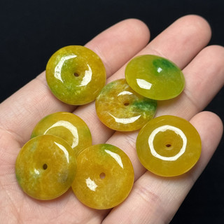 ((2 Cái) Myanmar Jadeite Vàng Nổi Xanh 18 Mm Khóa An Toàn Mặt Dây Chuyền Tự Làm Mặt Dây Chuyền Phụ Kiện