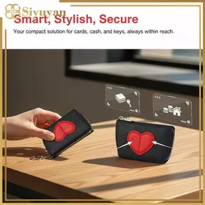 Ví đựng móc khóa trái tim Siyuyan bằng da PU dành cho nữ Ví đựng tiền xu Mini màu hợp thời trang Sử dụng hàng ngày VN