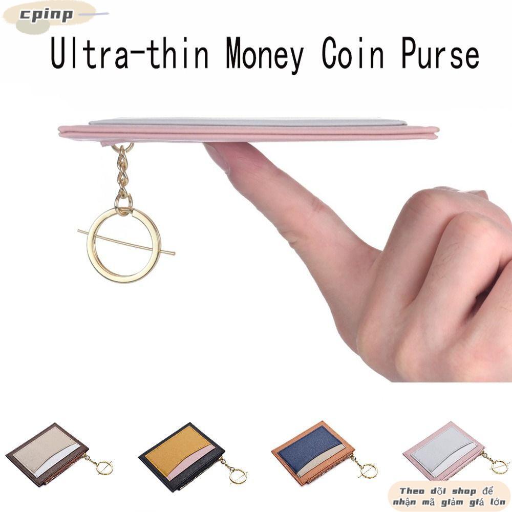 Thẻ tín dụng CPINCP Holoder, Ví đựng tiền siêu mỏng chống mài mòn, bền bỉ với vòng chìa khóa Ví da PU Túi đựng tiền nam nữ