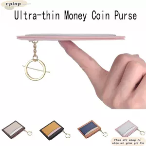 Thẻ tín dụng CPINCP Holoder, Ví đựng tiền siêu mỏng chống mài mòn, bền bỉ với vòng chìa khóa Ví da PU Túi đựng tiền nam nữ
