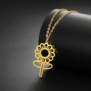 Skyrim Kpop Dễ Thương Hoa Mặt Dây Chuyền Vòng Cổ Cho Nữ Bé Gái Thép Không Gỉ Màu Vàng Vòng Cổ Quà Tặng Trang Sức Thời Trang