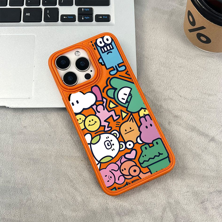 Họa tiết ghép hình nhân vật hoạt hình dễ thương cho iPhone 17/16 Pro (Max/15/14/13/12/11)