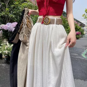 Thắt Lưng Phù Hợp Với Quần Ống Rộng Nữ Mùa Hè Phong Cách Mới Cao Cấp Co Giãn Phù Hợp Với Dáng Rộng Thường Ngày Drape Quần Dài Culottes Nữ