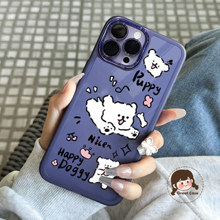 Ốp Điện Thoại Trong Suốt Chú Chó Con Dễ Thương Cho iPhone Air 17 Pro Max 16E 16 Pro Max 15 14 Plus 15 14 13 12 Pro Max Vỏ Hoạt Hình Có Ống Kính Khung Mờ Ốp Lưng Mềm