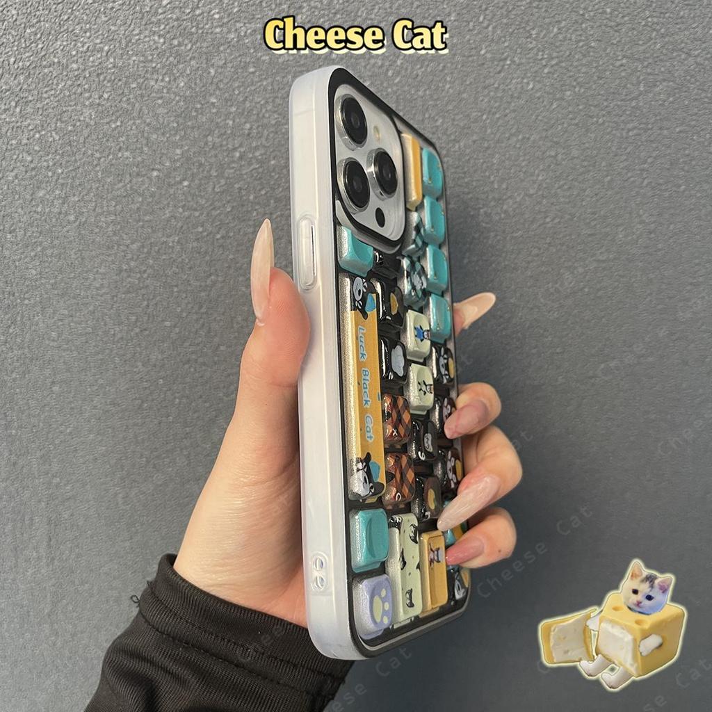 3D Bàn Phím Mèo Đen Sáng Tạo Ốp Lưng Điện Thoại iPhone 11 14 13 15 12 16 17 Pro Max Giảm Căng Thẳng ốp Lưng Điện Thoại