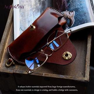 AqToCna Unisex Retro Treo Da PU Túi Kính Di Động Dây Treo Kính Mát Trường Hợp Đơn Giản Handmade Kính Bảo Quản Hộp AqToCna