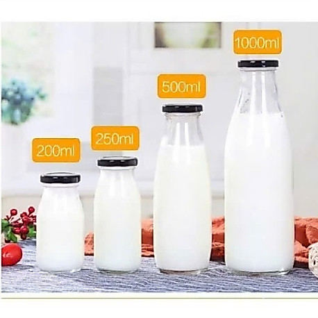 Combo 5 Chai Thuỷ Tinh 500ML Lắp Thiêc Đựng Sữa Hạt, Nước Ép, Sinh Tố