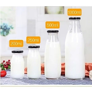 Combo 5 Chai Thuỷ Tinh 500ML Lắp Thiêc Đựng Sữa Hạt, Nước Ép, Sinh Tố